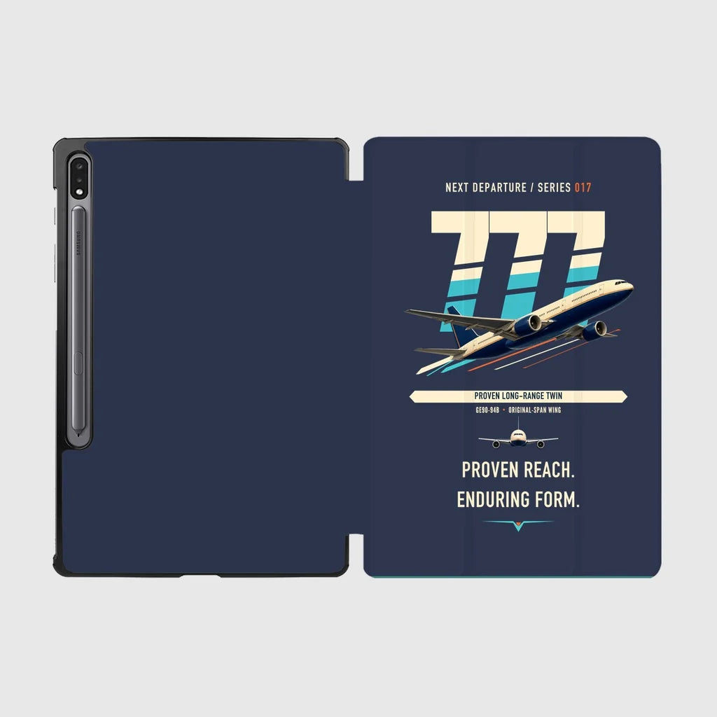 Boeing 777-200ER design on navy blue samsung tablet tablet case