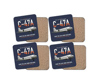 Thumbnail for C-47A Skytrain design on navy blue 4 pieces set coaster