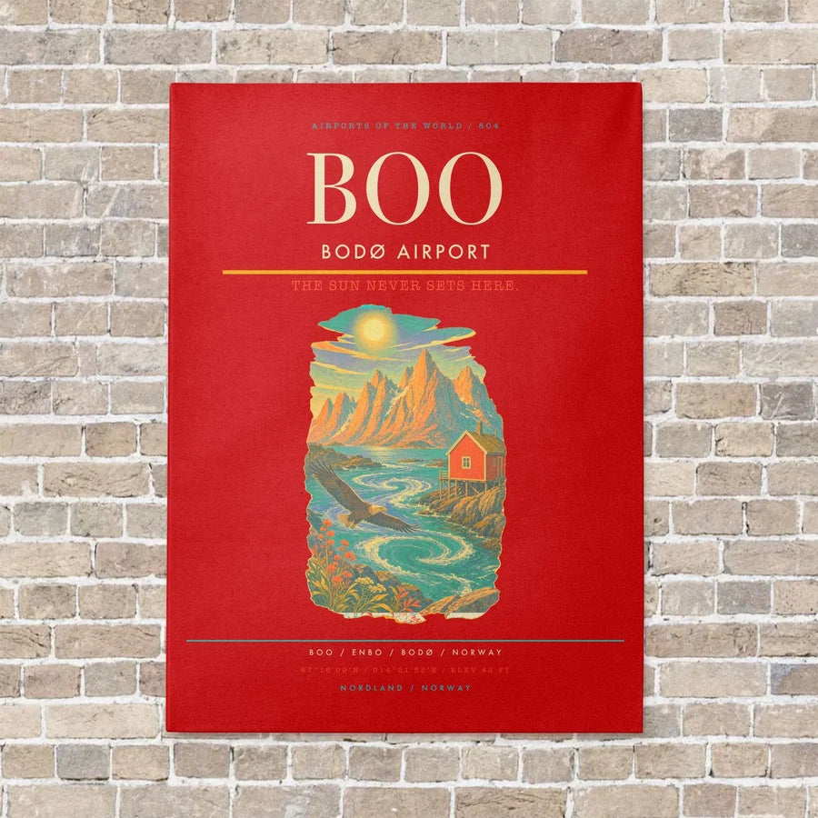 Bodø Airport BOO - Canvas No Frame - Red