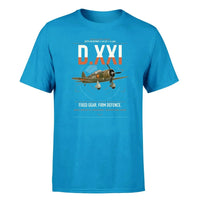 Thumbnail for Fokker D.XXI — Dutch LVA aircraft 221 design on turquoise t-shirt, single-side print