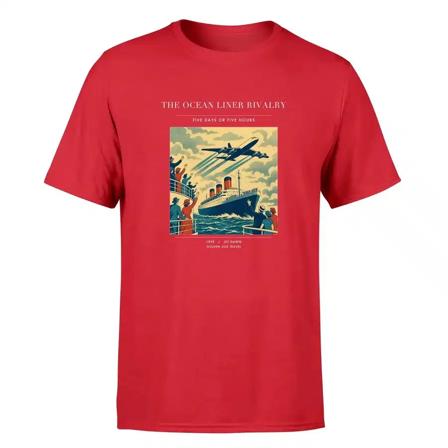 VINTAGE G4307 - The Ocean Liner Rivalry - Premium T-Shirt design on red premium t shirt