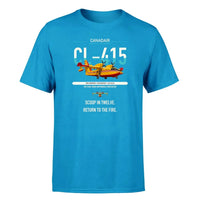 Thumbnail for Canadair CL-415 design on turquoise t-shirt, single-side print