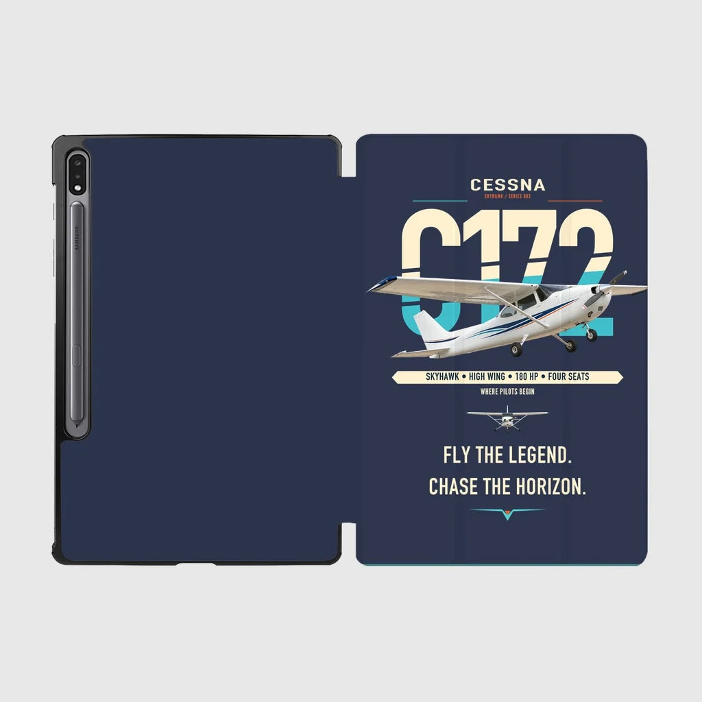 Cessna 172 Skyhawk design on navy blue samsung tablet tablet case