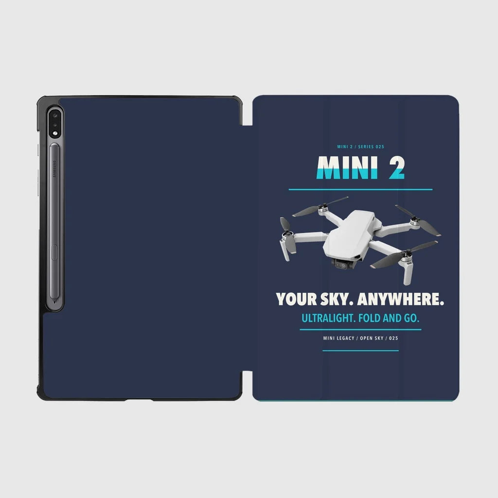 DJI Mini 2 design on navy blue samsung tablet tablet case