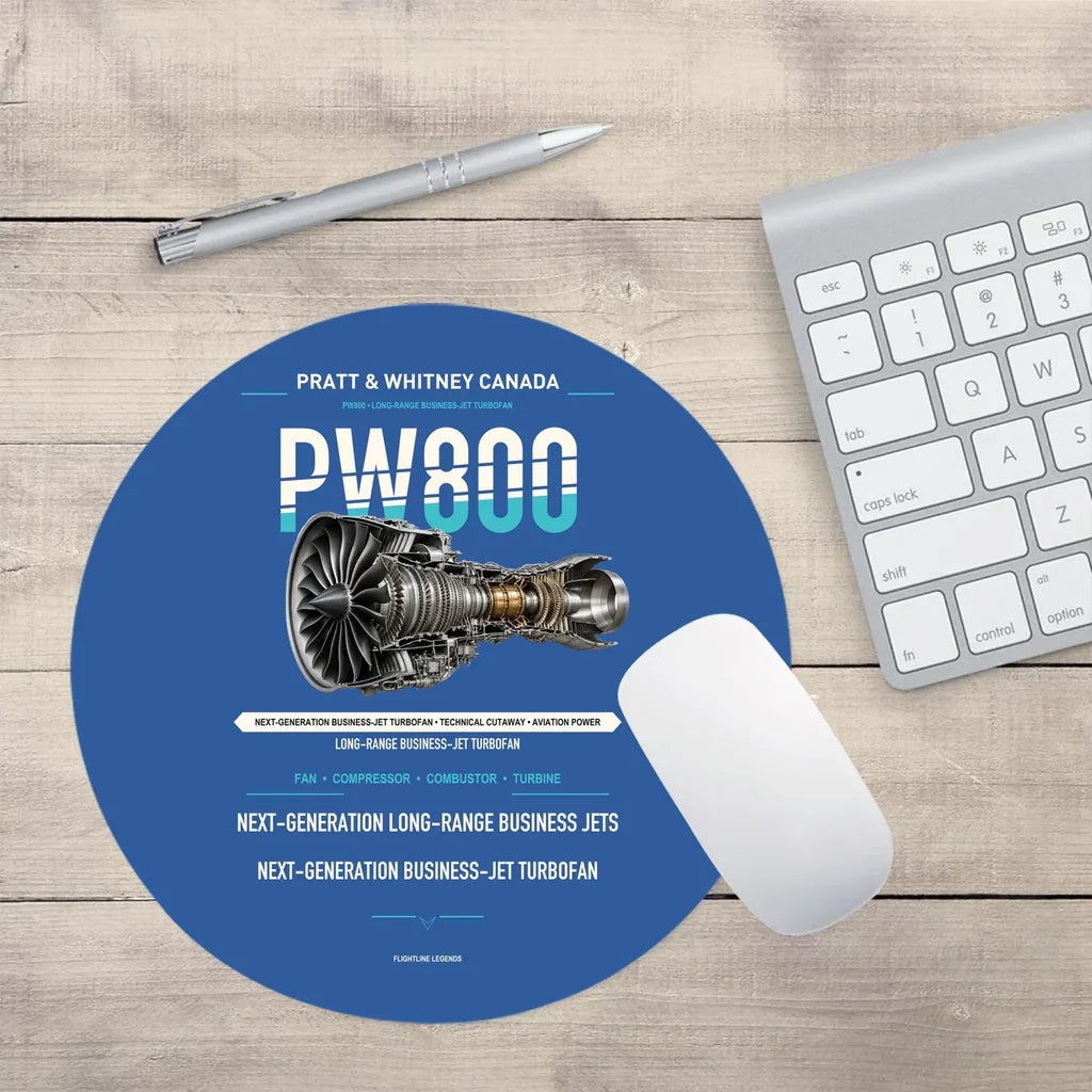 PW800 design on blue round mouse pad