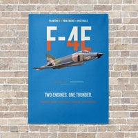 Thumbnail for F-4E Phantom II Two Engines One Thunder vertical canvas print - no frame - turquoise background