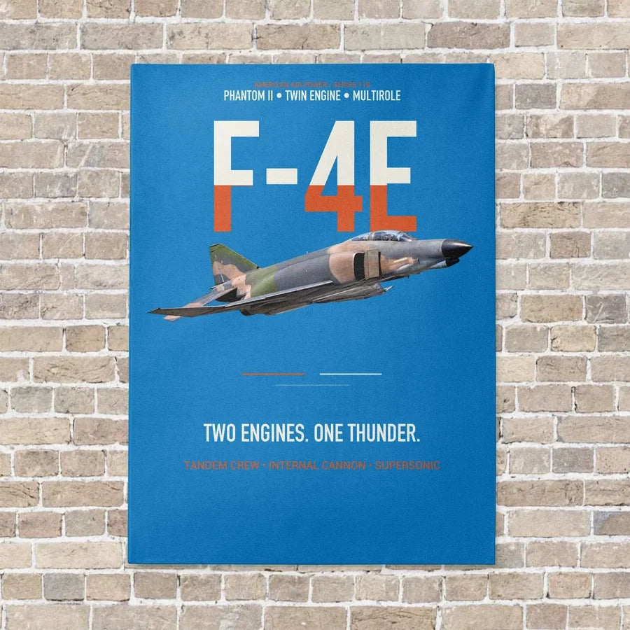 F-4E Phantom II Two Engines One Thunder vertical canvas print - no frame - turquoise background