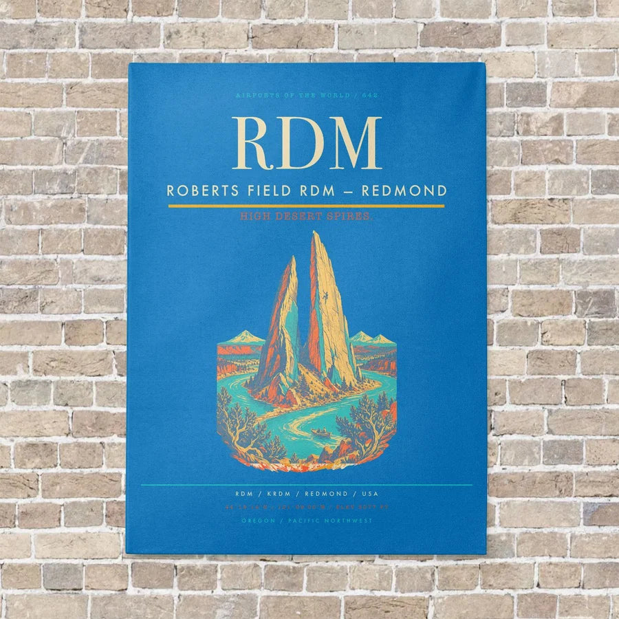 Roberts Field RDM — Redmond vertical canvas print - no frame - turquoise background