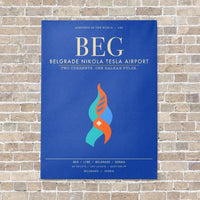 Thumbnail for Belgrade Nikola Tesla Airport BEG - Canvas Framed - Blue