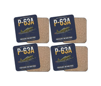 Thumbnail for P-63A Kingcobra design on navy blue 4 pieces set coaster