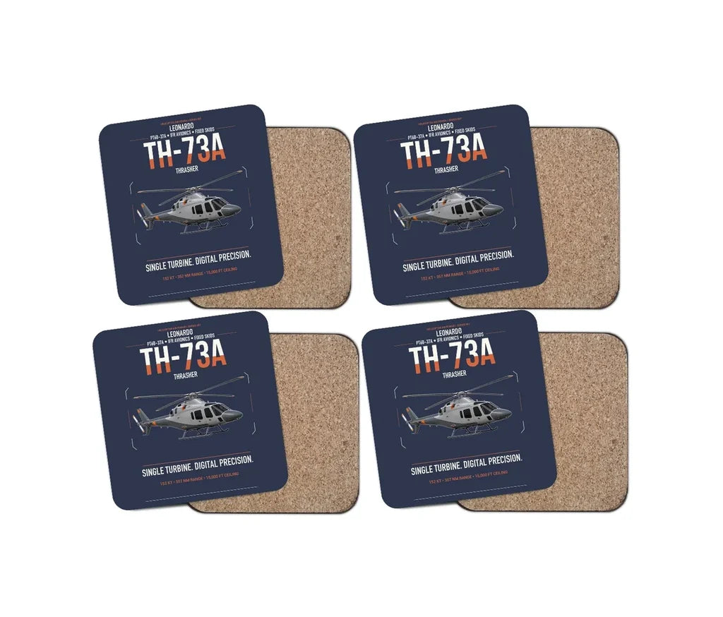 Leonardo TH-73A Thrasher design on navy blue 4 pieces set coaster