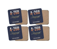Thumbnail for A-26B Invader design on navy blue 4 pieces set coaster