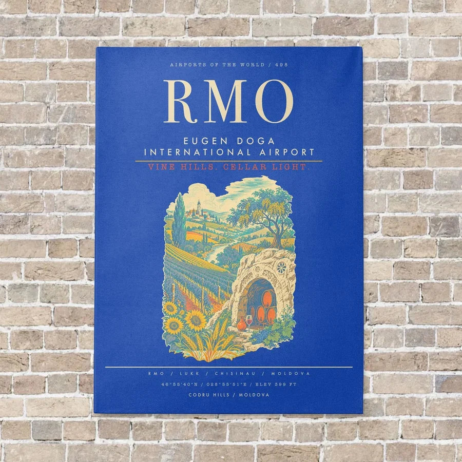 Chisinau Eugen Doga International Airport RMO - Canvas Framed - Blue