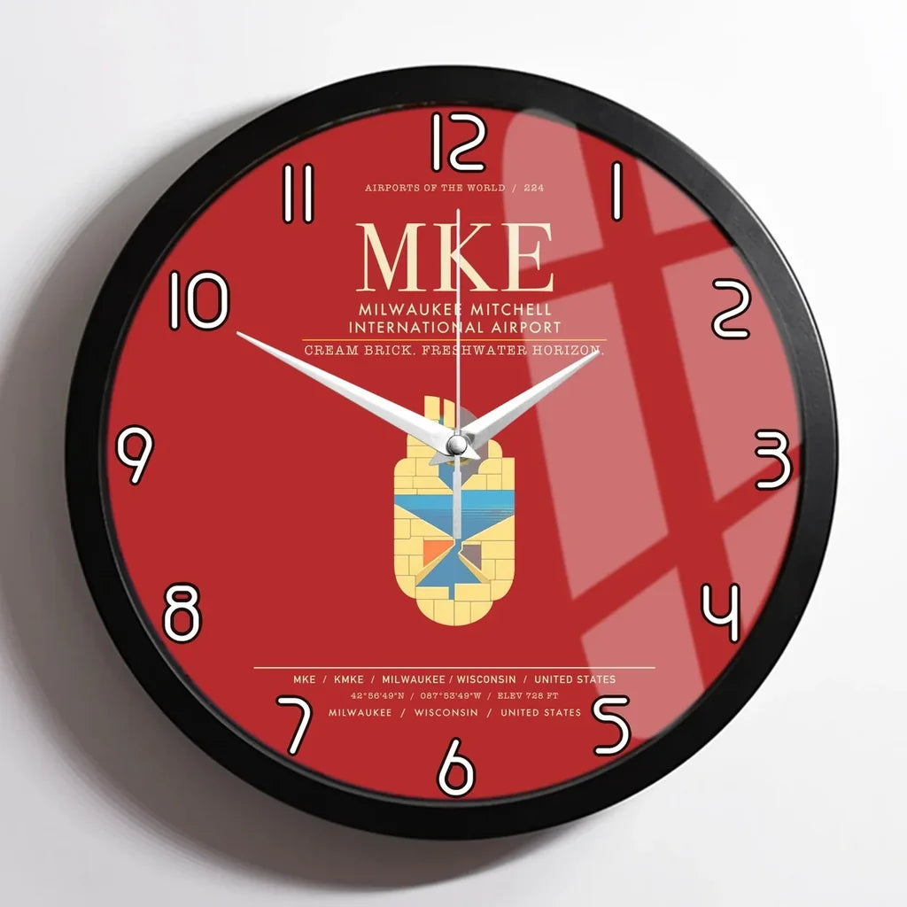 Milwaukee Mitchell International Airport MKE Wall-Clock Framed - Red