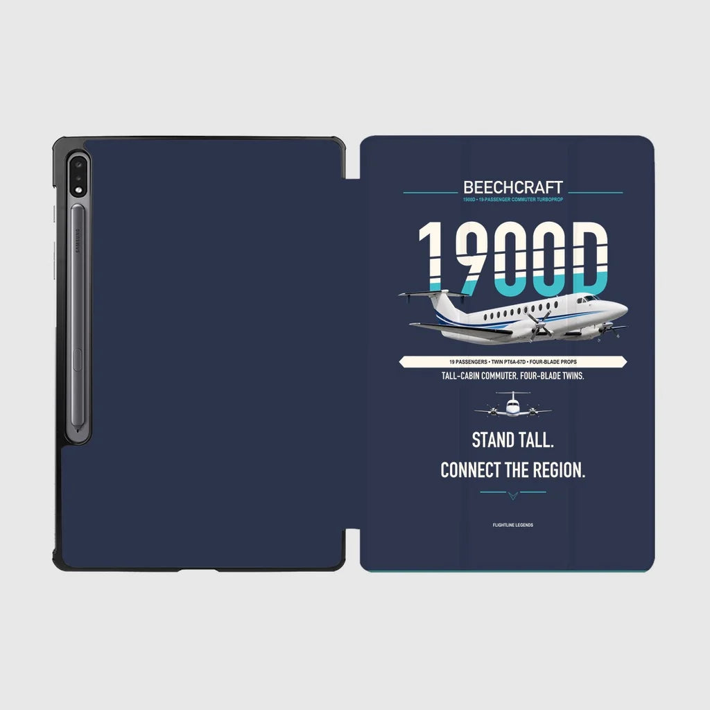 Beechcraft 1900D design on navy blue samsung tablet tablet case