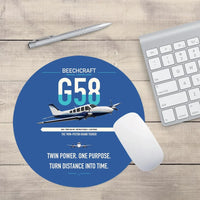 Thumbnail for Beechcraft Baron G58 design on blue round mouse pad