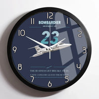 Thumbnail for Bombardier Learjet 23 design on navy blue framed wall clock