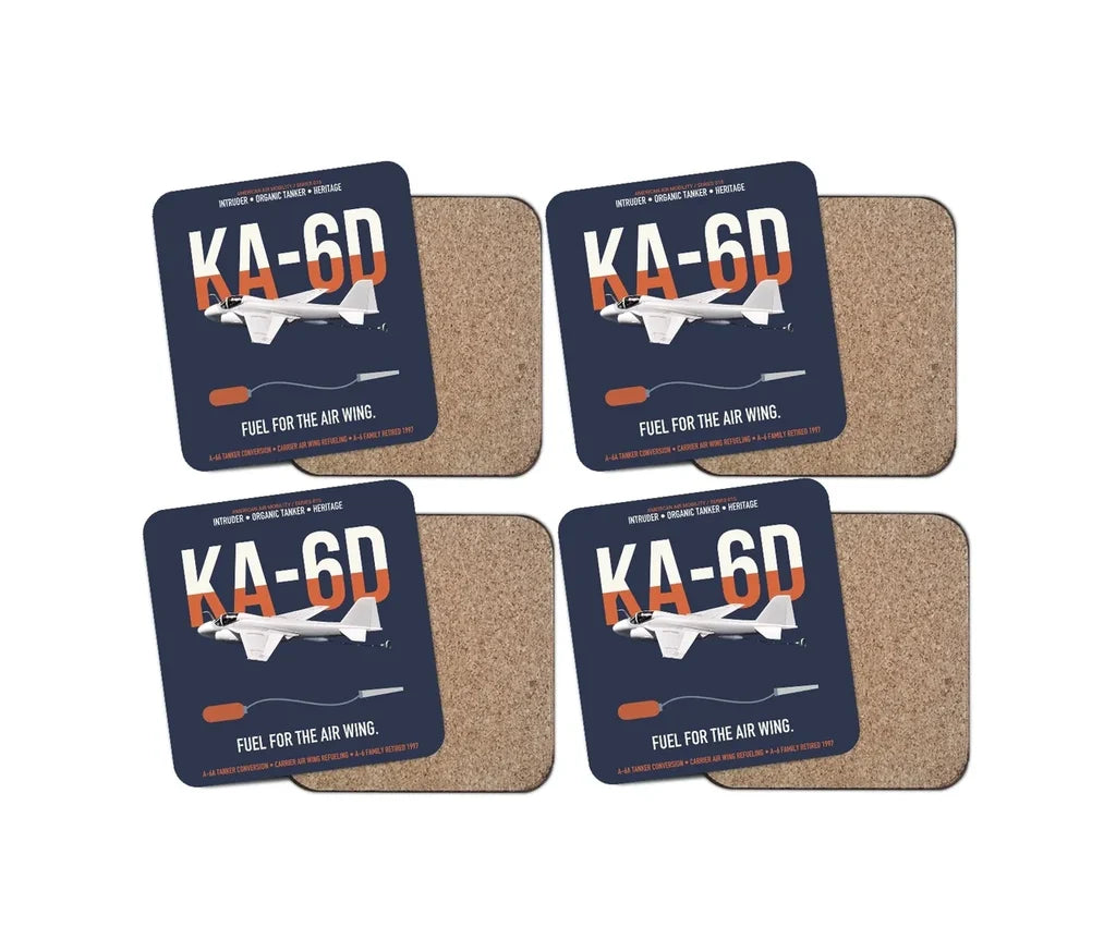 KA-6D Intruder design on navy blue 4 pieces set coaster