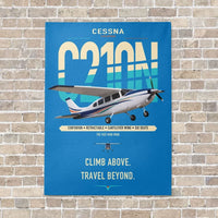 Thumbnail for Cessna T210N Centurion vertical canvas print - no frame - turquoise background