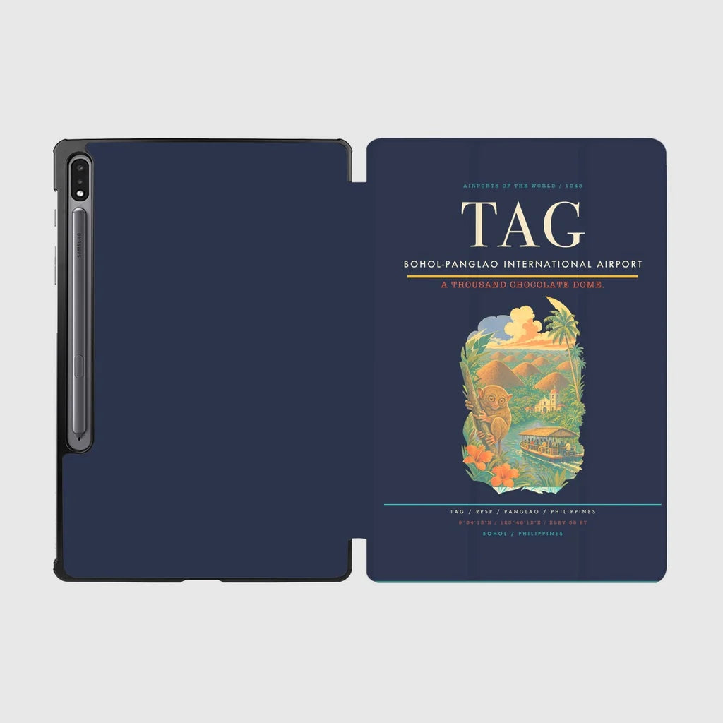 Bohol-Panglao International Airport (TAG) design on navy blue samsung tablet tablet case