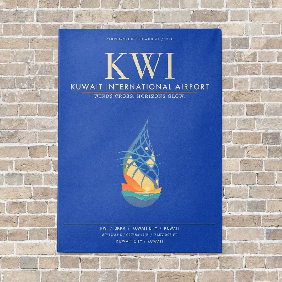 Kuwait International Airport KWI - Canvas Framed - Blue