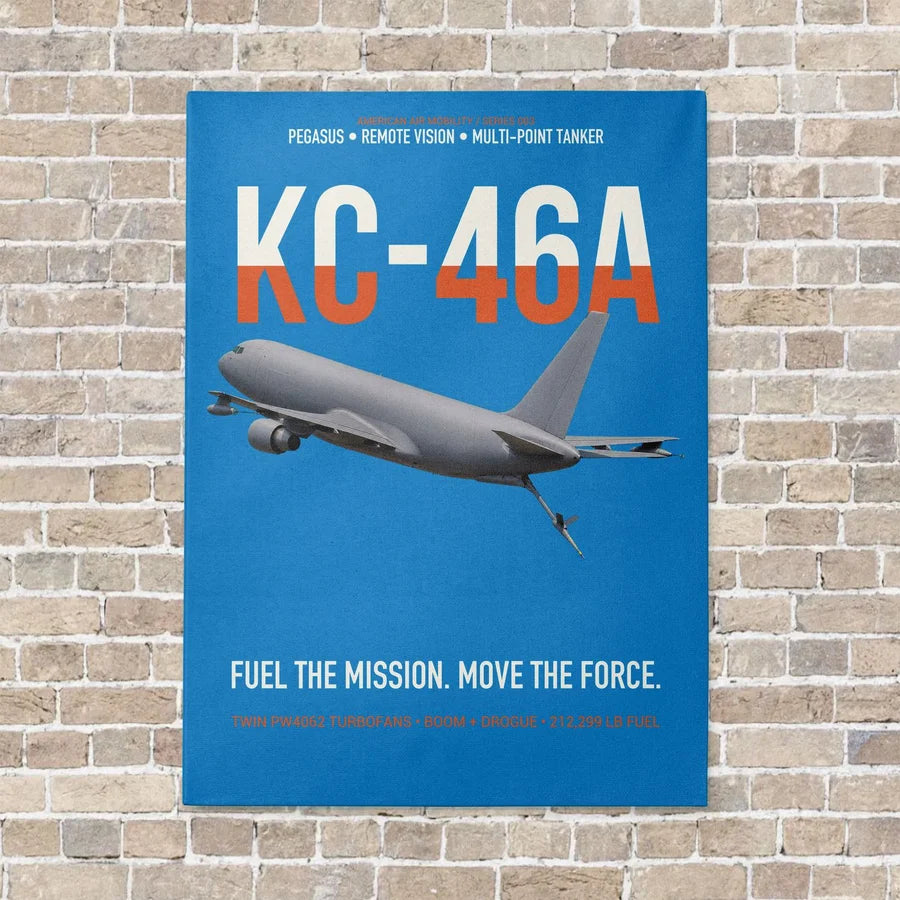 KC-46A PEGASUS vertical canvas print - no frame - turquoise background