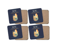 Thumbnail for Southampton Airport (SOU) design on navy blue 4 pieces set coaster
