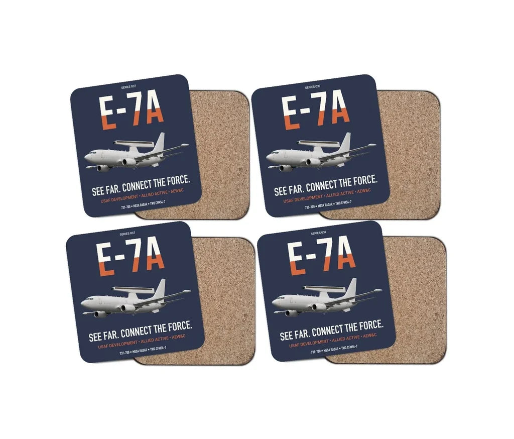 E-7A Wedgetail design on navy blue 4 pieces set coaster