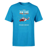 Thumbnail for Leonardo AW189 design on turquoise t-shirt, single-side print