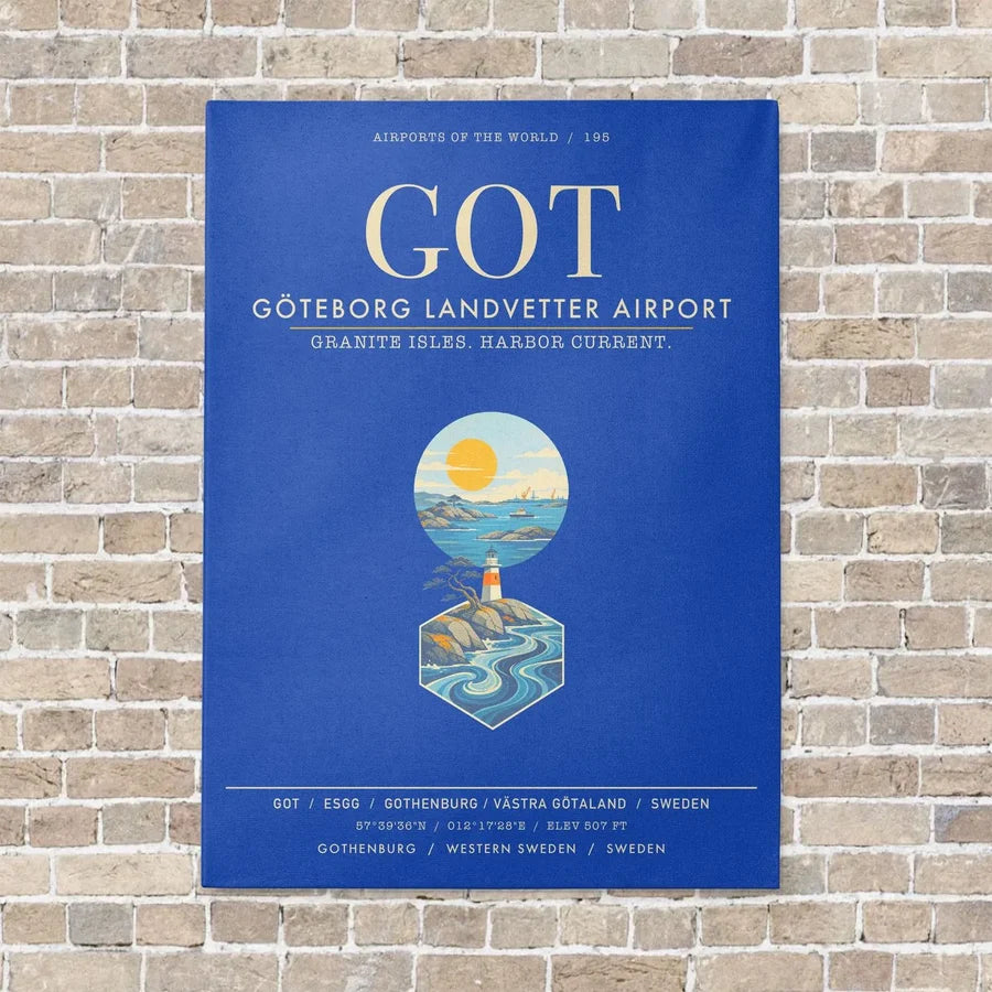 Goteborg Landvetter Airport GOT - Canvas Framed - Blue
