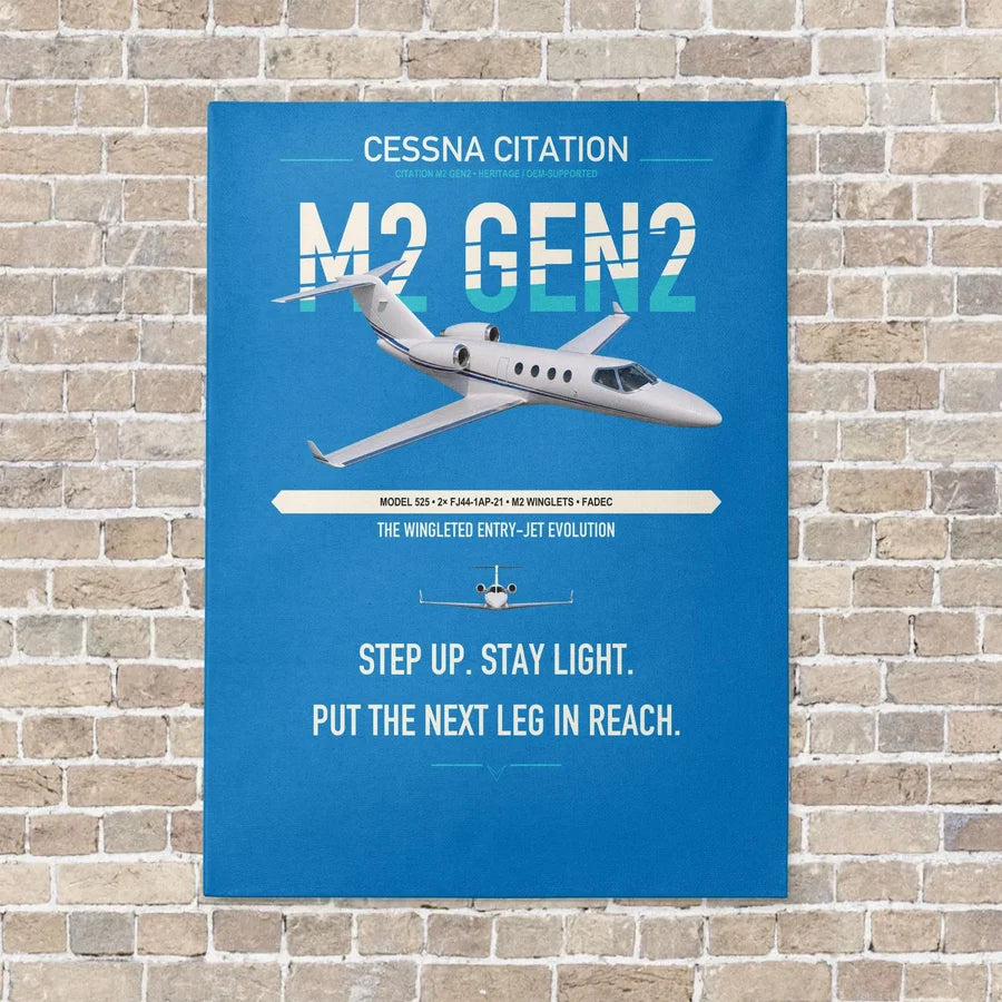 Cessna Citation M2 Gen2 vertical canvas print - no frame - turquoise background