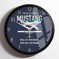 Thumbnail for Cessna Citation Mustang design on navy blue framed wall clock