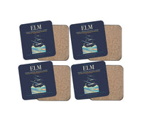 Thumbnail for Elmira Corning Regional Airport (ELM) design on navy blue 4 pieces set coaster