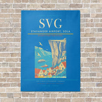 Thumbnail for Stavanger Airport, Sola SVG vertical canvas print - no frame - turquoise background