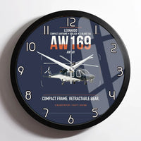 Thumbnail for Leonardo AW169 design on navy blue framed wall clock