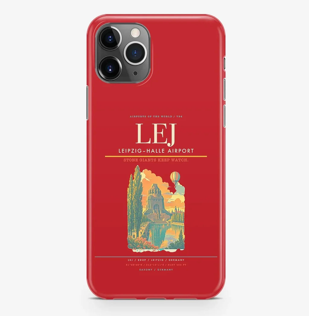 Leipzig Airport (LEJ) design on red iPhone 16 Pro MagSafe case