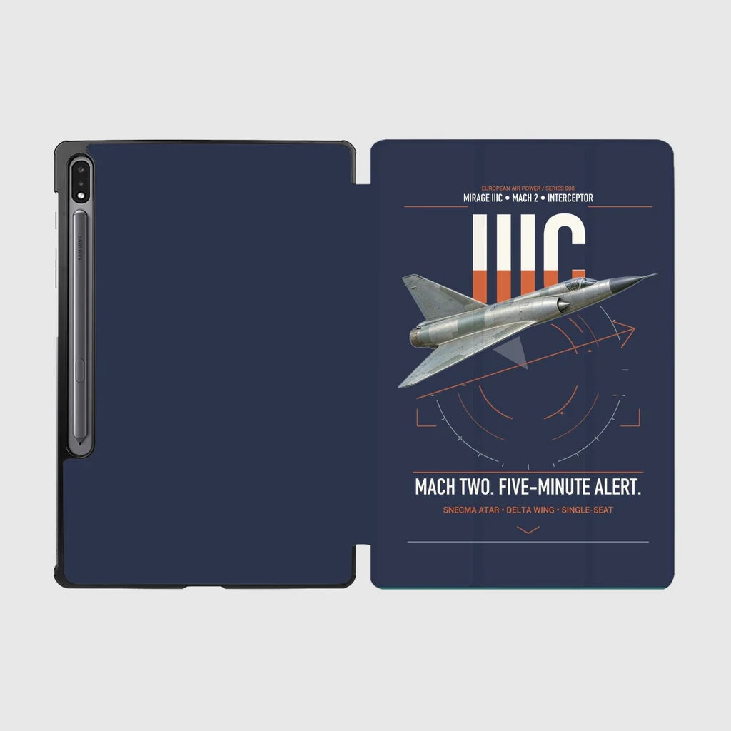 Dassault Mirage IIIC design on navy blue samsung tablet tablet case