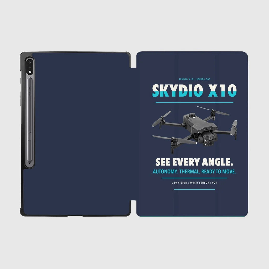 Skydio X10 design on navy blue samsung tablet tablet case