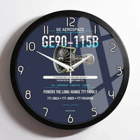 Thumbnail for GE90-115B design on navy blue framed wall clock