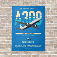Thumbnail for Airbus A300B4 vertical canvas print - no frame - turquoise background
