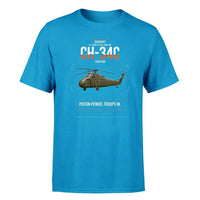 Thumbnail for Sikorsky CH-34C Choctaw design on turquoise t-shirt, single-side print