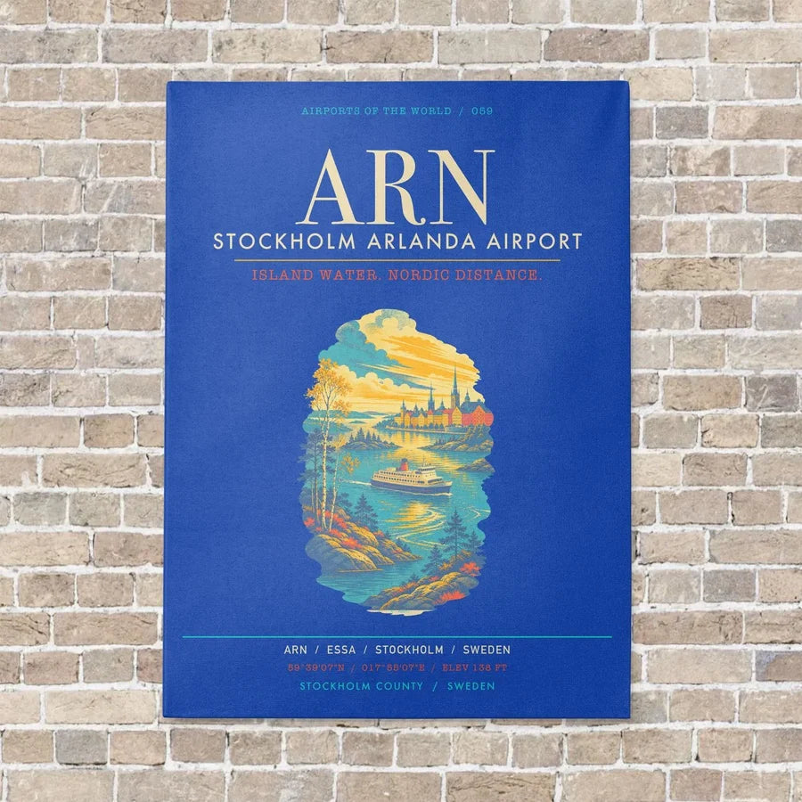 Stockholm Arlanda Airport ARN - Canvas Framed - Blue