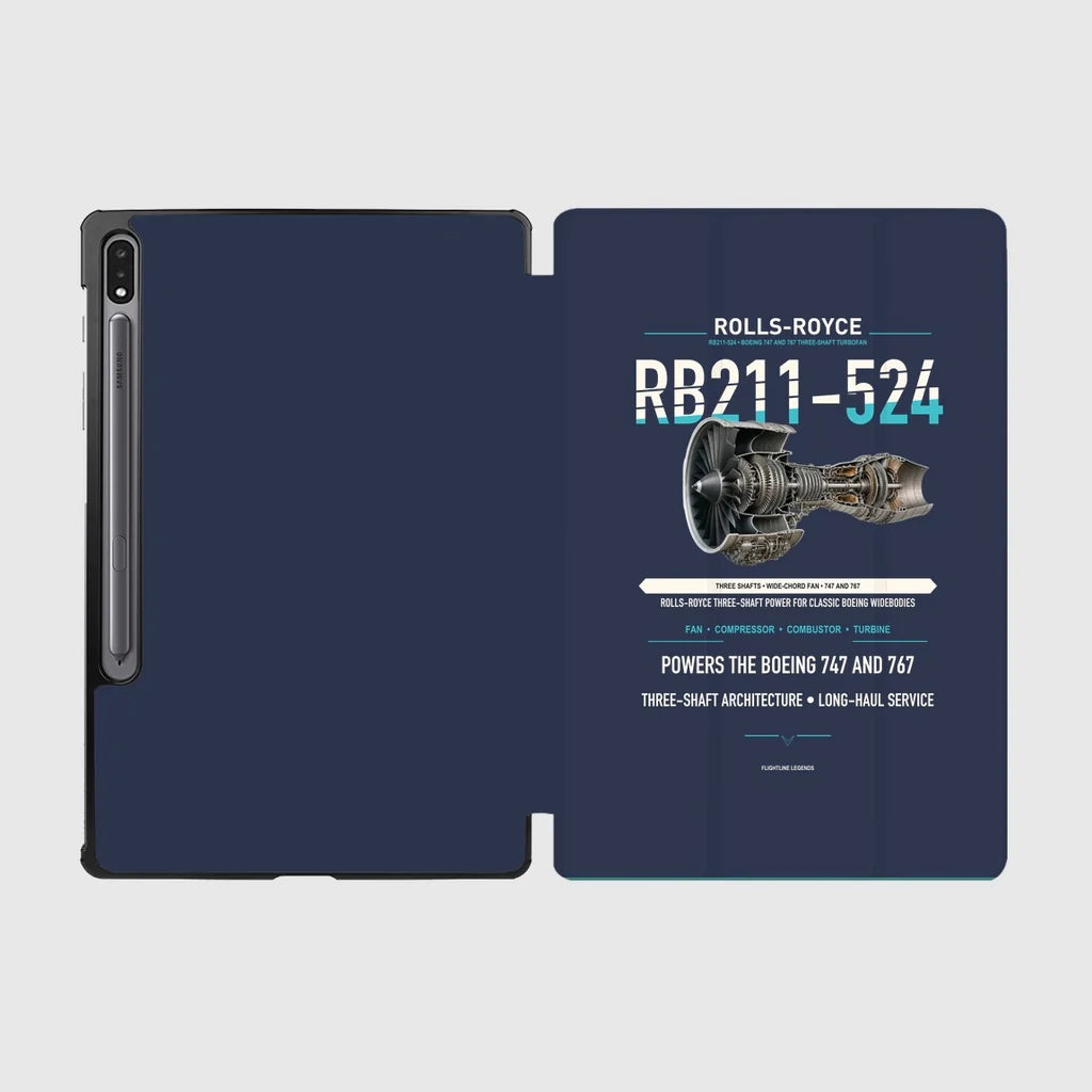 RB211-524 design on navy blue samsung tablet tablet case