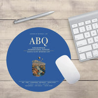 Thumbnail for Albuquerque International Sunport (ABQ) design on blue round mouse pad
