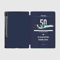 Thumbnail for Fokker 50 design on navy blue samsung tablet tablet case