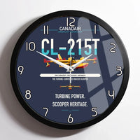 Thumbnail for Canadair CL-215T design on navy blue framed wall clock