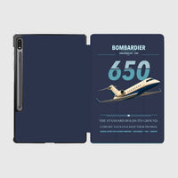 Thumbnail for Bombardier Challenger 650 design on navy blue samsung tablet tablet case