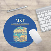 Thumbnail for Maastricht Aachen Airport (MST) design on blue round mouse pad