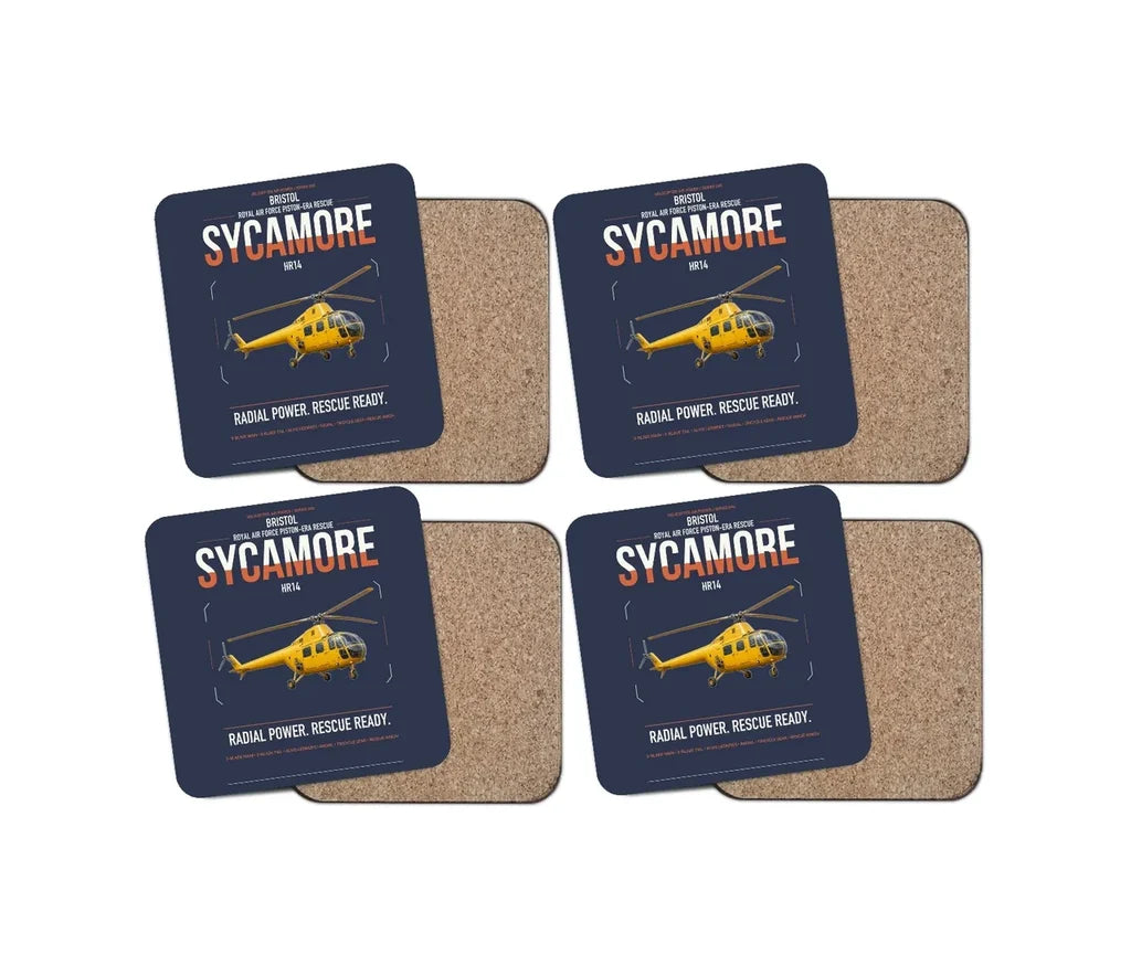 Bristol Sycamore HR14 design on navy blue 4 pieces set coaster