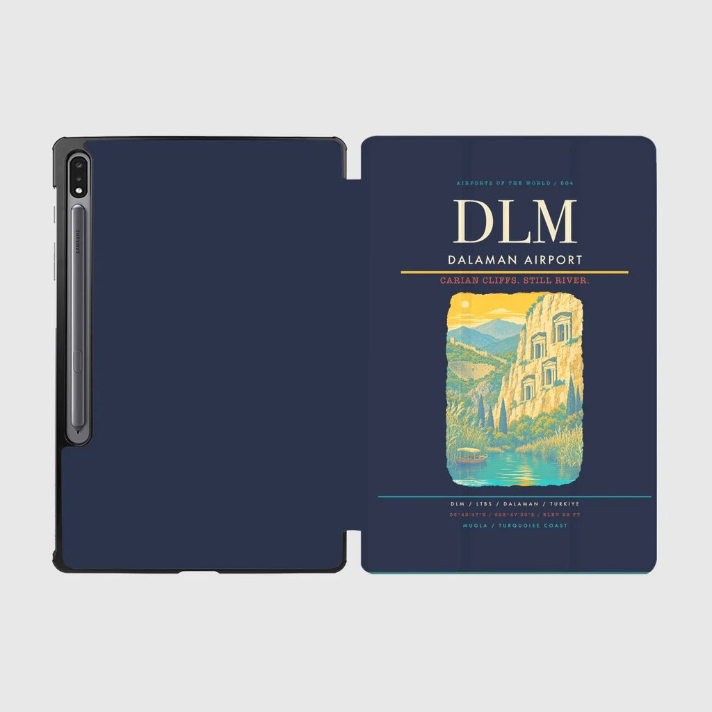 Dalaman Airport (DLM) design on navy blue samsung tablet tablet case
